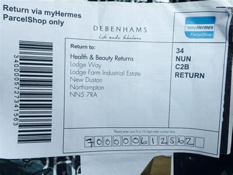 debenhams returns hermes|Hermes return label.